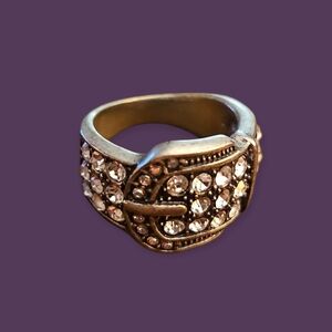 PREMIER DESIGNS Silver Crystal Belt Buckle Western Bling Ring 8